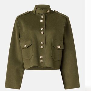 Maje Wool Olive Green Button-Up Women's Jacket